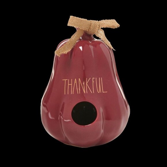 Rae Dunn Other - Rae Dunn “Thankful” Ceramic Gourd Birdhouse Burgundy Gold Brand New